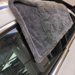 Large size dual pile twisted car drying towels with long plush piles