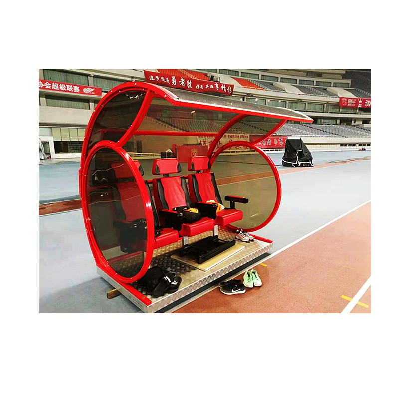 Luxury portable football stadium UV resistant dugout bench soccer team player bench seats with shield