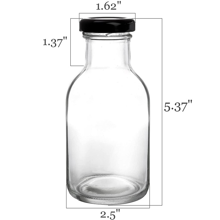 2.5 oz Small Glass Condiment Containers with Lids - Salad Dressing