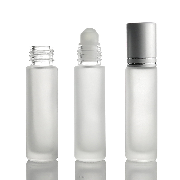 Mini Frosted Essential Oil Stainless Steel Roller Bottle Perfume Roll On Glass Roller Bottle Packaging