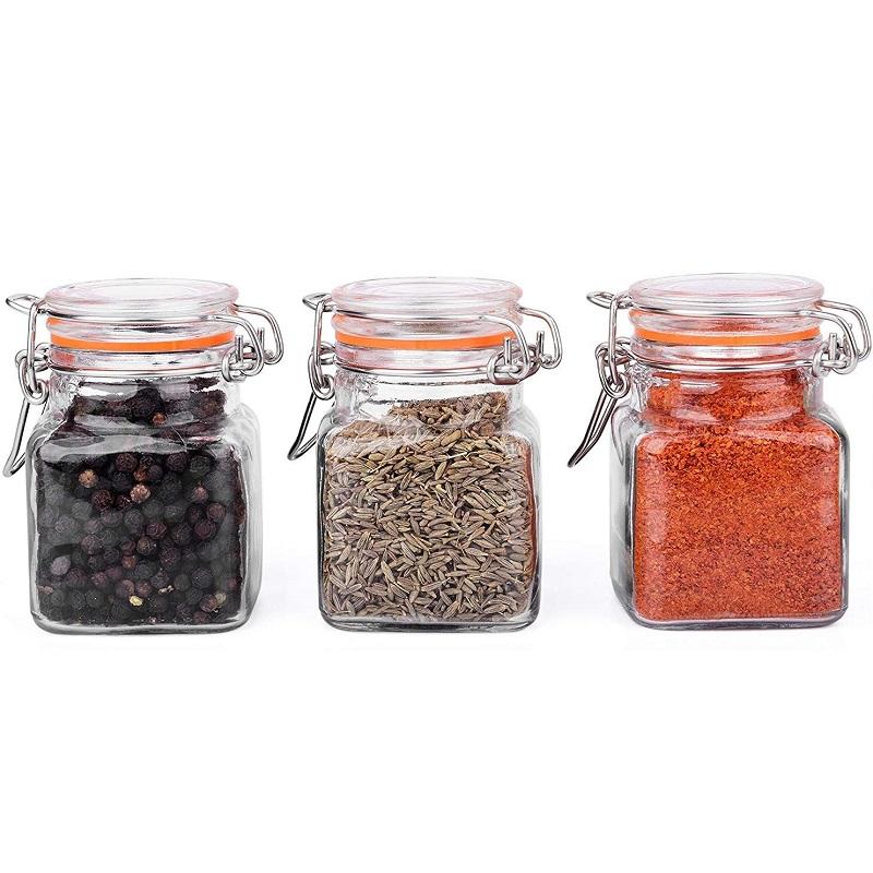 3.4oz 100ml Square Mini Swing Top Glass Spice Jars Featured Image