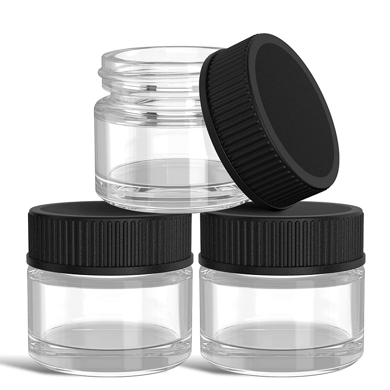 5ml Thick Glass Containers with Black Lids Concentrate Jars for Oil, Lip Balm, Wax, Cosmetics Featured Image