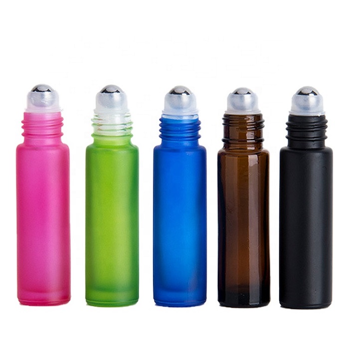 Portable Colorful Glass Roll On Essential Oil Perfume Bottles Travel Refillable Roller ball Bottle