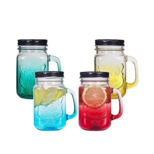 16oz 500ML Regular Mouth Colorful Mason Jar Mugs with Handle
