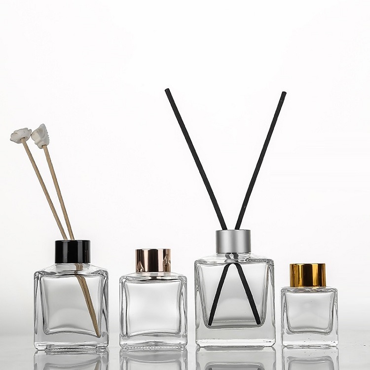 Refillable Small Square Shape Glass Diffuser Jars for Home Fragrance