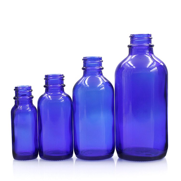 Glass Blue Boston Bottles Round Glass Bottle for Essential Oil Perfume Liquid Featured Image