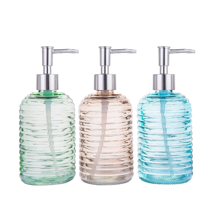 Wholesale Recycled Glass Liquid Foam Hand Soap Dispenser Bottle with Stainless Steel Pump