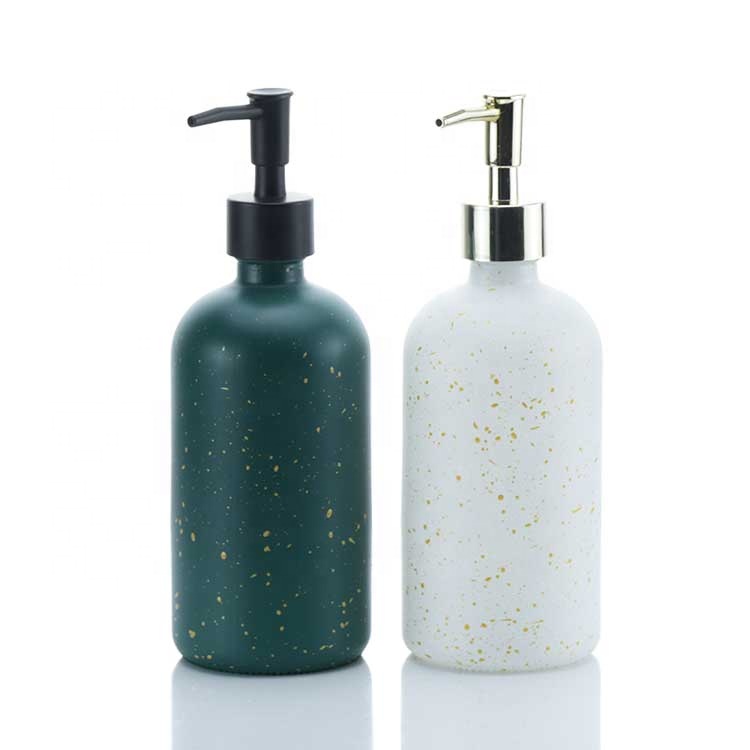 16oz White And Dark Green Liquid Soap Dispensers 500ML Press Lotion Pump Bottle for Shampoo Featured Image