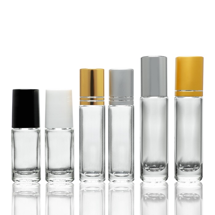 Hot Sale 5ML 10ML 15ML Transparent Glass Roller Bottle Perfume Essential Oil Roll On Cosmetic Packaging Container Featured Image