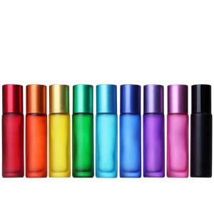 Portable Colorful Glass Roll On Essential Oil Perfume Bottles Travel Refillable Roller ball Bottle