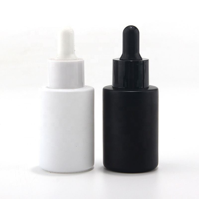 New Design Premium Matte Black White 1oz 30ML Glass Dropper Bottle for Oils Cosmetic Packaging Featured Image