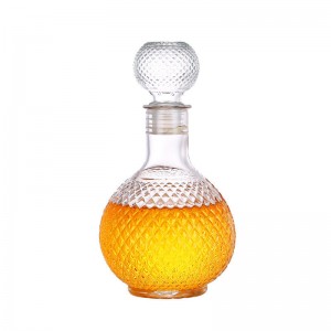250ML 500ML 1000ML Luxury Ball Shape Whiskey Vodka Glass Wine Decanter with Glass Cork                                                                                                               ...