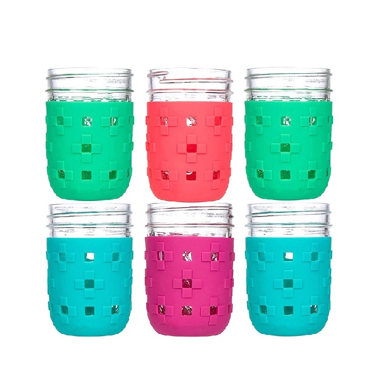 Factory Price Glass Flour Container - Custom Mason Jar Protector Silicone Sleeve – Lena Glass
