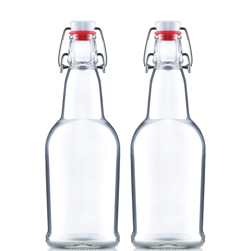 16 Ounce Glass Swing Top Beer Bottles with Flip-top Airtight Lid for Carbonated Drinks Water Kefir Featured Image