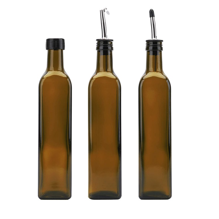 250ML 500ML 750ML 1000ML Amber Square Olive Oil Glass Bottle Featured Image