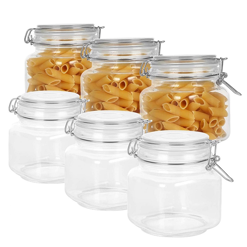 16 oz Square Wide Mouth Storage Containers With Hinged Lids and Leak Proof Rubber Gasket For Kitchen Canisters