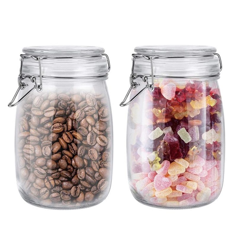 34oz Food Storage Jar Round for Kitchen Canning Cereal Pasta Sugar Beans Spice