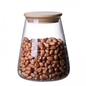 High Borosilicate Glass Kitchen Canisters with Airtight Bamboo Lids for Coffee