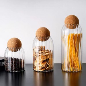 Glass Jar with Airtight Seal Wood Lid Ball Food Storage Canister for Serving Tea Candy Coffee Spice