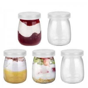 Glass Pudding Yogurt Jars Food Storage Containers for Jams Jellies Honey Desserts