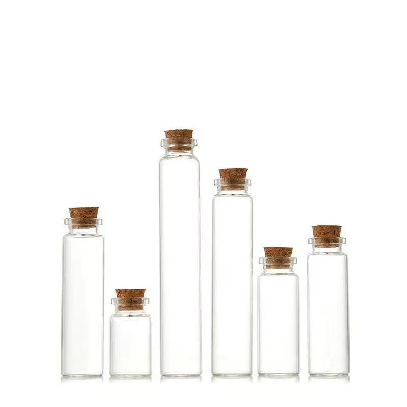 20 Pcs Glass Bottles with Wood Cork Stoppers Small Glass Jars with
