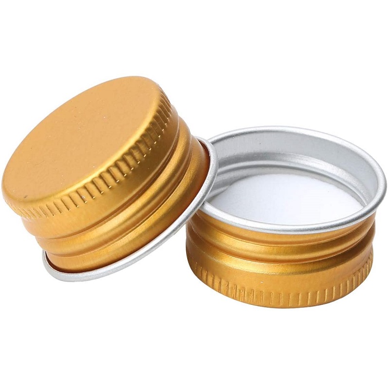 Aluminium Threaded Caps Screw Cover Lids Gold 24mm 28mm