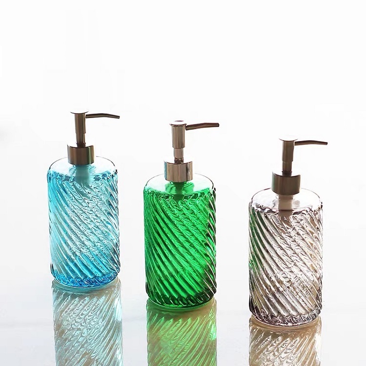 Glass Soap Dispenser Airless 16oz Round Shampoo Lotion Pump Bottles