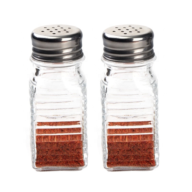 100ML Glass Shakers Spice Jar with Metal Lids for Salt Pepper Spices Seasonings