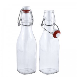 250ML 500ML 1000ML Square Glass Bottles for Beer Liquor Beverage Water Coffee Tea with Swing Top Lids