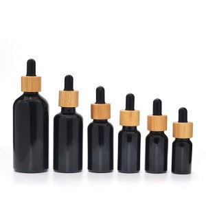 Black Coated Boston Round Essential Oils Aromatherapy Glass Bottles With Black Dropper Cap