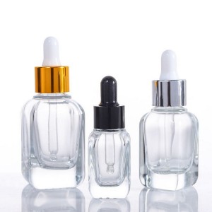 Screen Printing Available Clear Essential Oil Square Glass Dropper Bottle