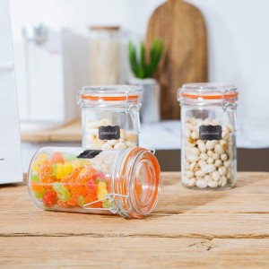 16 oz Glass Storage Containers Wide Mouth Mason Jars With Hinged Lids and Leak Proof Rubber Gasket For Kitchen