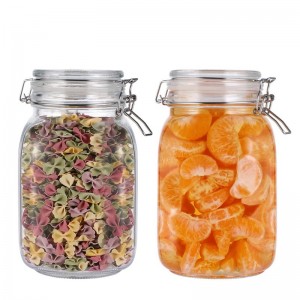 34 Ounces Glass Jars Wide Mouth Storage Canister Jars with Bail and Trigger Clamp Lids for Pickles