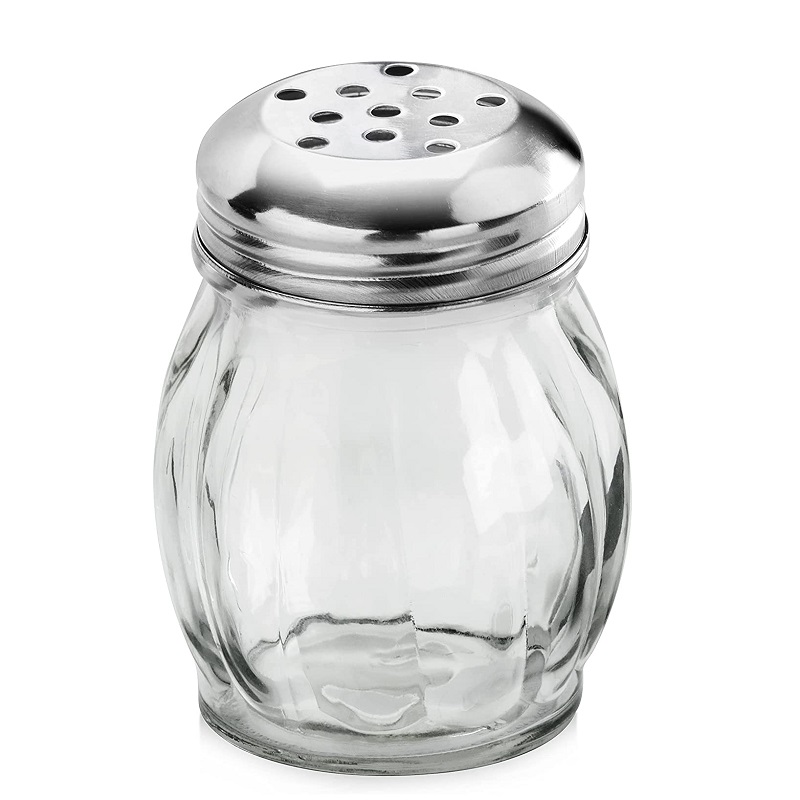 Glass Cheese Pepper Spice Shaker with Perforated Stainless Steel Lid Featured Image