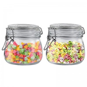 17oz Airtight Glass Canister Food Storage Jar with Clear Preserving Seal Wire Clip Fastening for Kitchen Canning Cereal