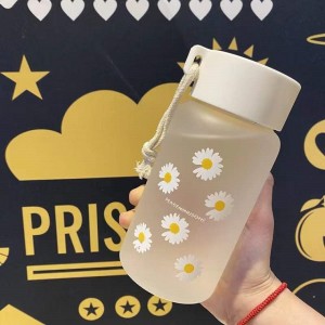 500ml Water Bottle Little Daisy Matte Bottles with Portable Rope Travel Water Cup Juicing Bottles Tea Cup