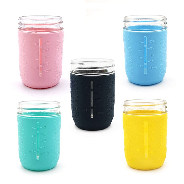 Factory Price Glass Flour Container - Custom Mason Jar Protector Silicone Sleeve – Lena Glass
