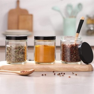 Glass Canning Jars Straight Sided Glass Jars Storage Containers for Jam, Jelly, Dry Food, Spice, Salad, Yogurt