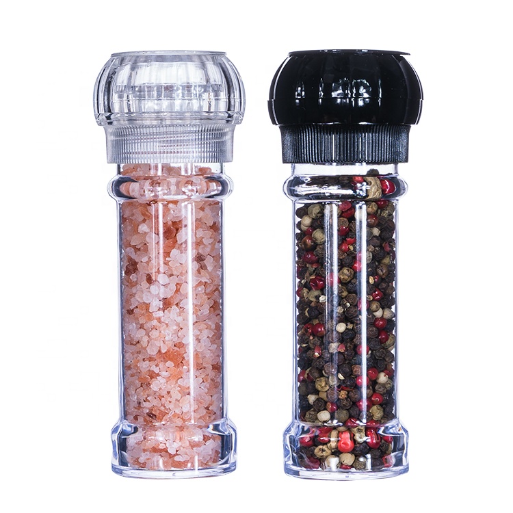 Small Clear Glass Spice Jar with Adjustable Plastic Grinder Cap