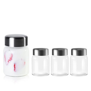 High Borosilicate Glass Mini Canning Jars with Stainless Lid for Jam Honey Lotion Ointment