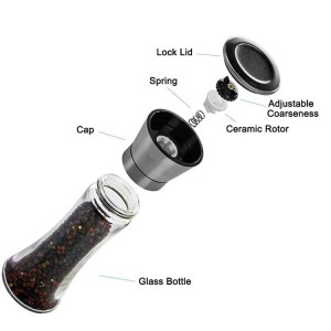 Stainless Steel Salt and Pepper Grinder Tall Glass Spices Shaker for Kitchen
