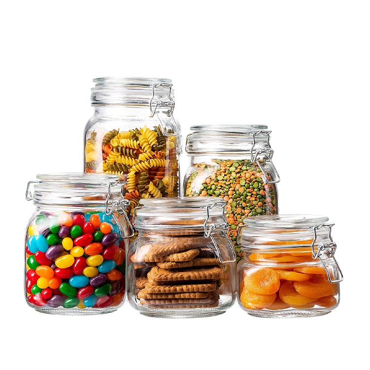Wide Mouth Storage Canister Jars with Trigger Clamp Lids for Pickling, Preserving, Canning, Dry Food Storage (1)