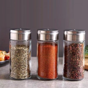 Glass Spice Jar Shaker for Salt Powder Sugar Cinnamon Pepper with Stainless Steel Pour Holes