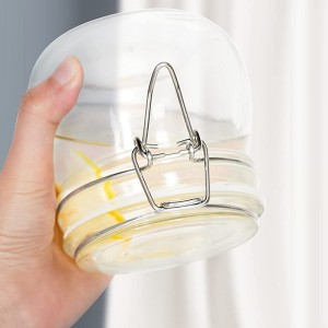 17oz Airtight Glass Canister Food Storage Jar with Clear Preserving Seal Wire Clip Fastening for Kitchen Canning Cereal