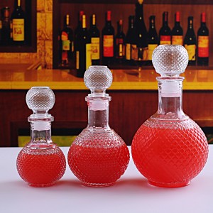250ML 500ML 1000ML Luxury Ball Shape Whiskey Vodka Glass Wine Decanter with Glass Cork                                                                                                                                                                                                                                                                                                                                                                                                                            igh-end wine bottles