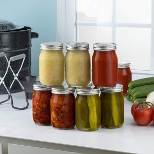 Glass Mason Jars 12 oz 16 oz Canning Jars Regular Mouth with Silver Metal Airtight Lids For Food Storage
