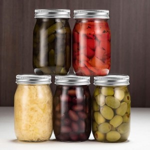 Glass Mason Jars 12 oz 16 oz Canning Jars Regular Mouth with Silver Metal Airtight Lids For Food Storage