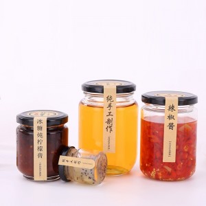 Round Glass Jar for Honey Jam Pickles Spice