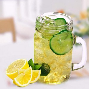 16oz Ice Cold Drink Mason Jar Mugs with Handle and Metal Caps for Beverages Coffee
