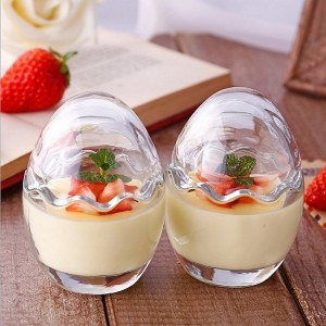 Clear Egg Shaped Glass Yogurt Containers for Pudding Milk Jam Jellies Spices Mousse
